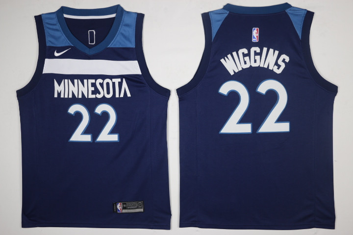 Men Minnesota Timberwolves 22 Wiggins Blue New Nike Season NBA Jerseys